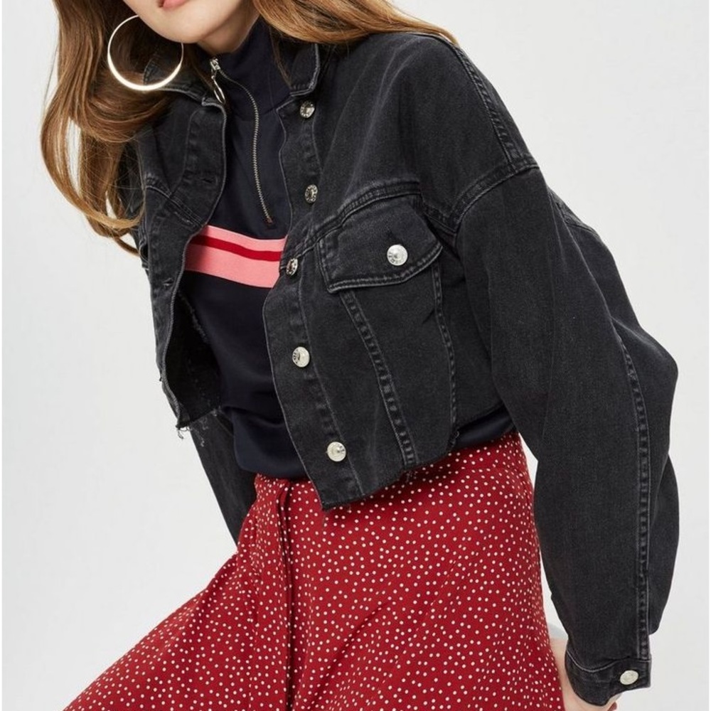 MOTO Cropped Denim Jean Jacket